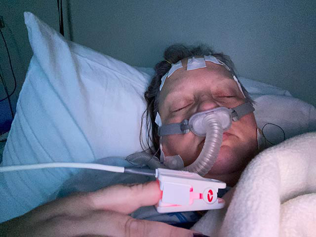 Liz participating in a sleep study